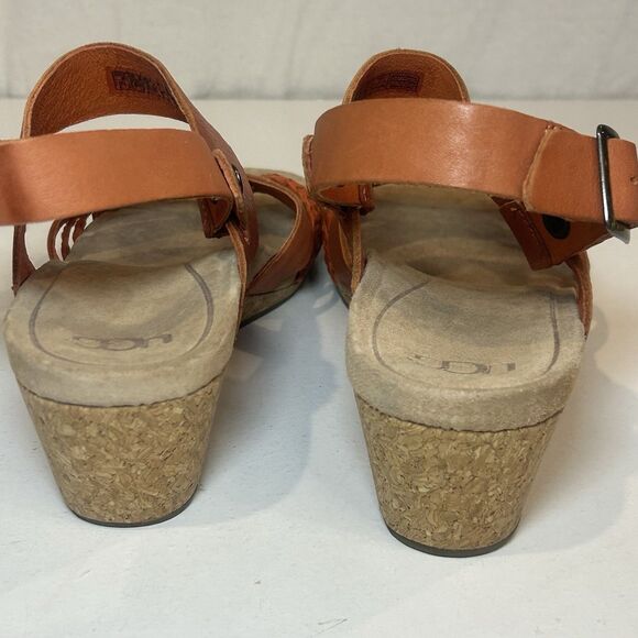 UGG SERINDA Orange Fire Opal Leather Cork Wedge Platform Sandals 8 - Picture 4 of 6